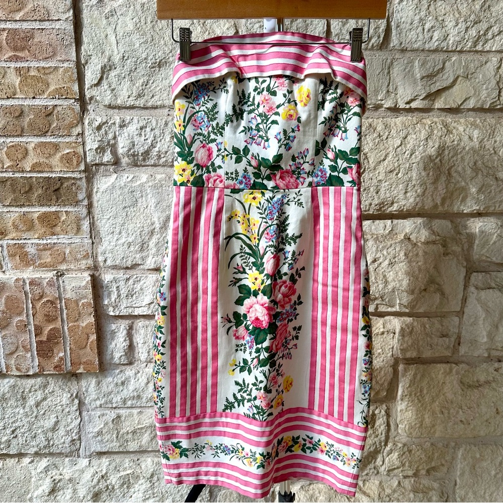 Betsey Johnson Pink and White Strapless Dress